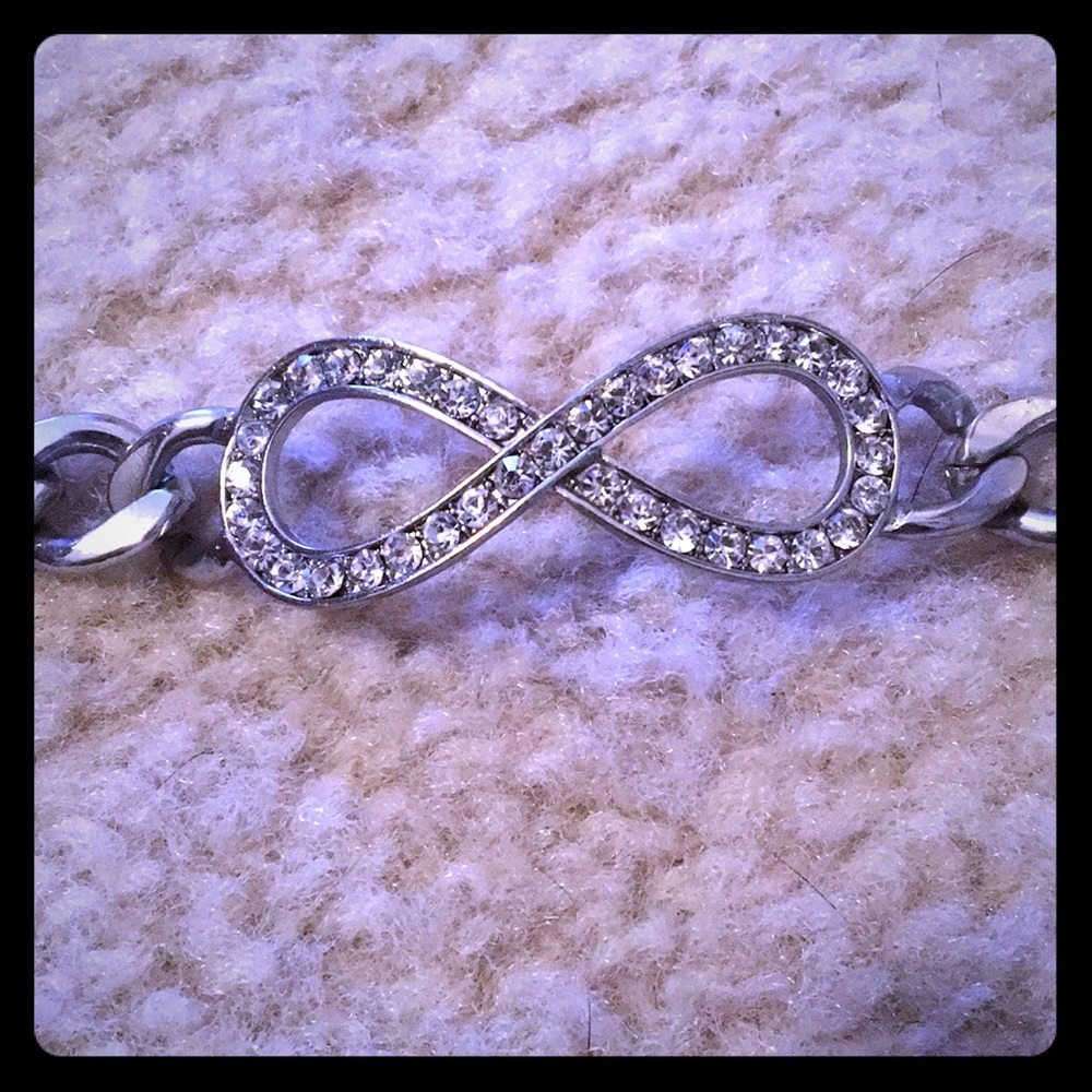 Silver, diamond infinity bracelet
